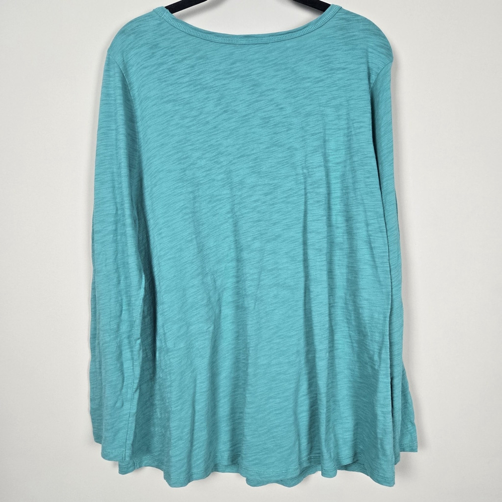 Habitat Womens Slub Knit Tunic Top Size M Teal Flowy Lagenlook Casual Relaxed - Picture 2 of 6
